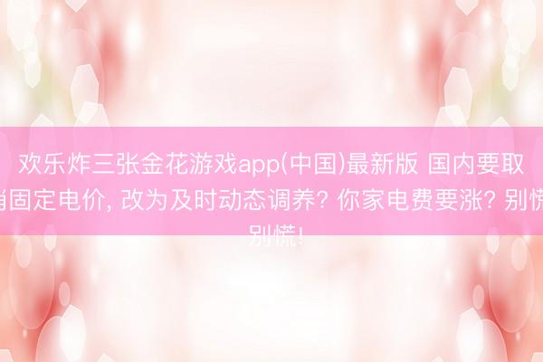 欢乐炸三张金花游戏app(中国)最新版 国内要取消固定电价, 改为及时动态调养? 你家电费要涨? 别慌!