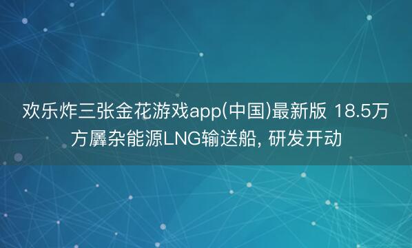 欢乐炸三张金花游戏app(中国)最新版 18.5万方羼杂能源LNG输送船， 研发开动