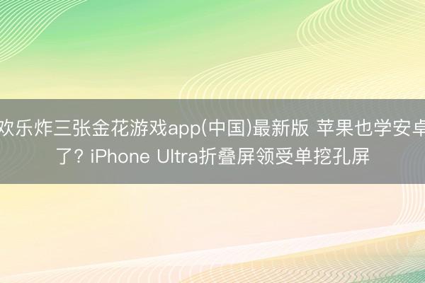 欢乐炸三张金花游戏app(中国)最新版 苹果也学安卓了? iPhone Ultra折叠屏领受单挖孔屏