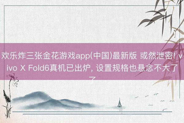 欢乐炸三张金花游戏app(中国)最新版 或然泄密! vivo X Fold6真机已出炉， 设置规格也悬念不大了