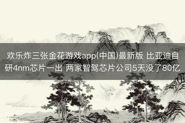 欢乐炸三张金花游戏app(中国)最新版 比亚迪自研4nm芯片一出 两家智驾芯片公司5天没了80亿