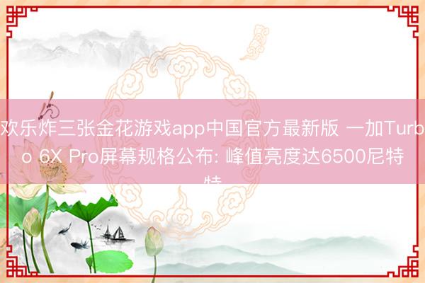 欢乐炸三张金花游戏app中国官方最新版 一加Turbo 6X Pro屏幕规格公布: 峰值亮度达6500尼特