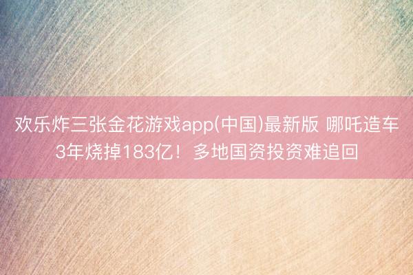 欢乐炸三张金花游戏app(中国)最新版 哪吒造车3年烧掉183亿！多地国资投资难追回