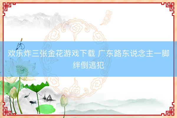 欢乐炸三张金花游戏下载 广东路东说念主一脚绊倒逃犯